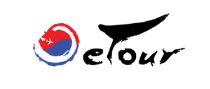 Logo featuring stylised text "etour" alongside Korean flag elements.